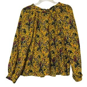 Madewell‎ x Karen Walker Silk Floral Blouse Size XS Tie Back Button Front Sleeve
